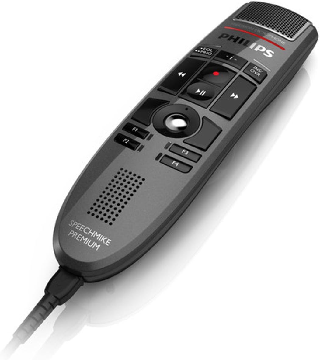 LFH3500 SpeechMike Premium USB Dictation Microphone Precision Control Push Buttons Operation via Push Buttons Charcoal