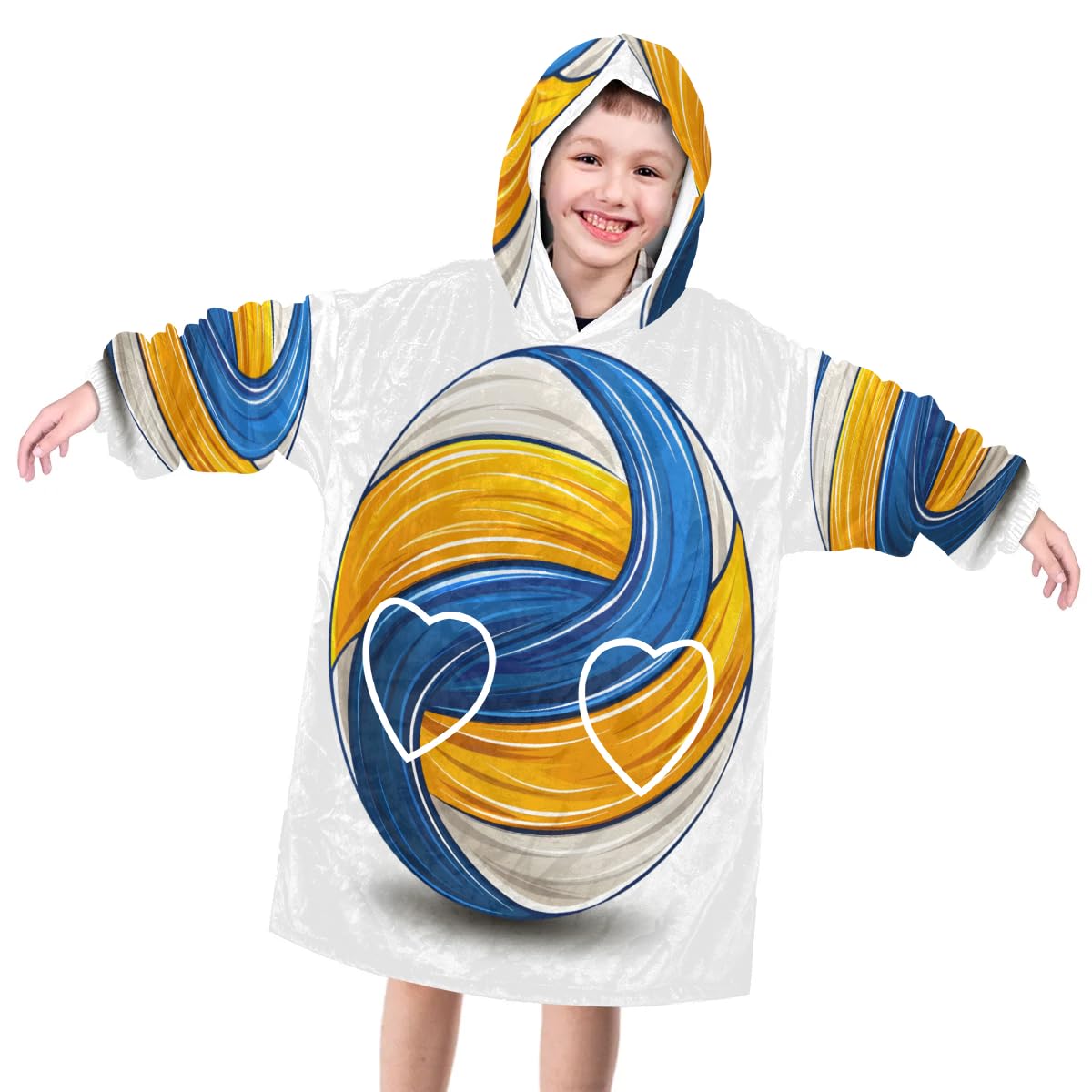 Pardick Wearable Blanket Hoodie for Kids, Sports Volleyballs Fleece Sweatshirt Blanket Oversized Blanket Sweatshirt with Pocket Flannel Warm Hooded Blanket 6-10 Year Old Girl Boy Gift, One Size