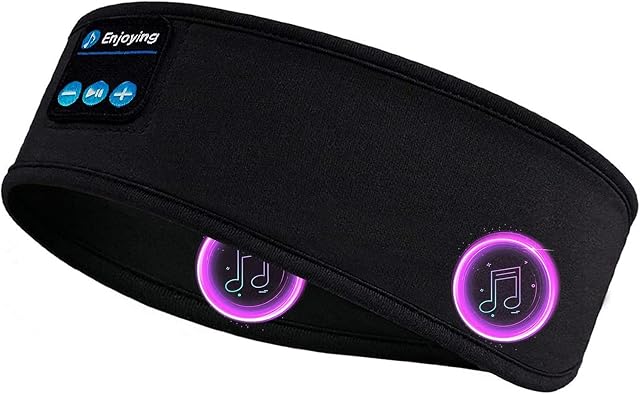 ZGZ Sleep Headphones Bluetooth Headband, Wireless Sports Headphones with Ultra Thin and Soft Sponge Stereo Speakers Headphone Headband for Sleeping, Travel, Running, Meditating (Black)-XX7