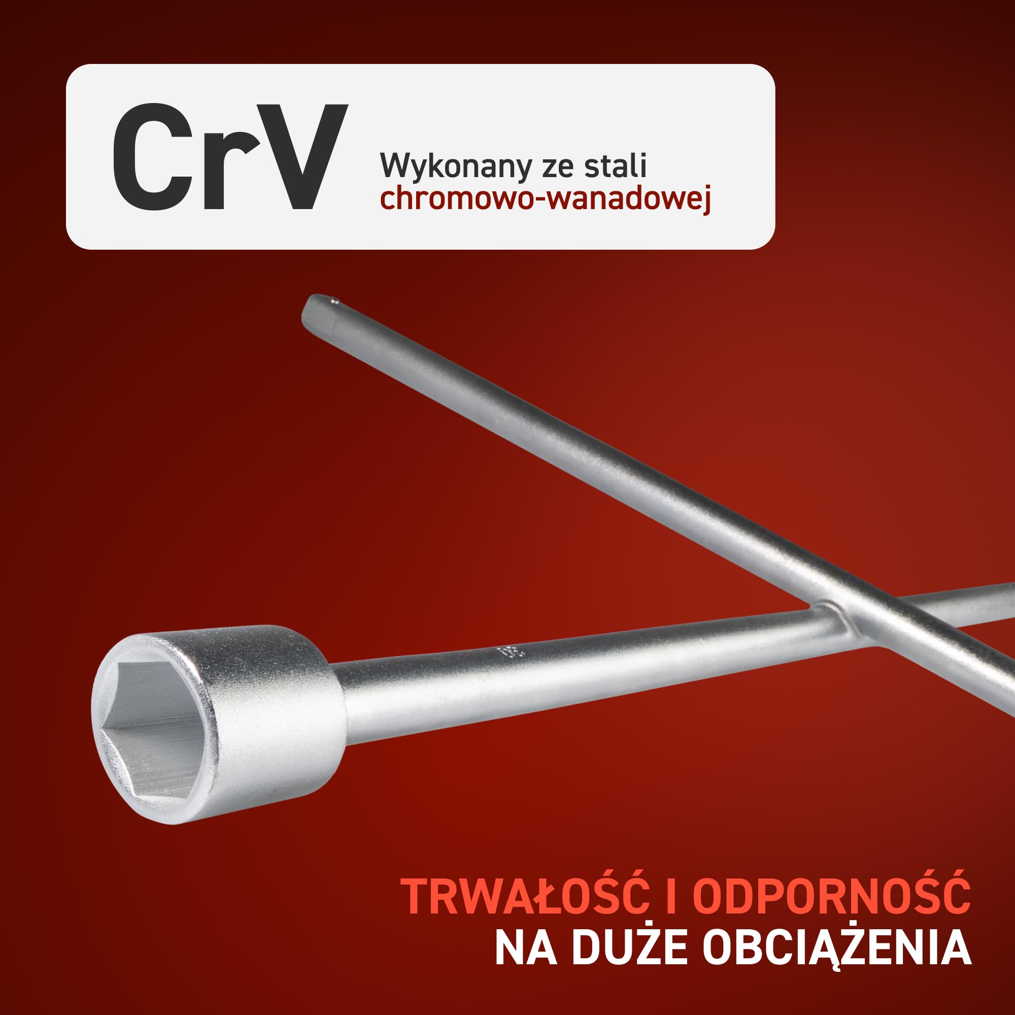 Klucz krzyżak do kół 3/4 cala, CrV 27/30/32 mm, 700 mm | Stal CrV, DIN 3121, Końcówka kwadratowa 3/4 cala, Ø22 mm, 4,50 kg