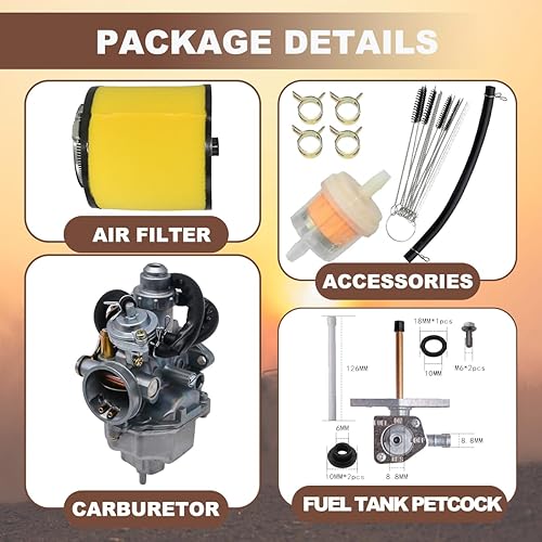 Miniatura 6 de Carburador Recon 250 apto para Honda TRX 250 Recon250 TRX250TM TRX250TE ATV Carb con filtro de aire y llave de combustible