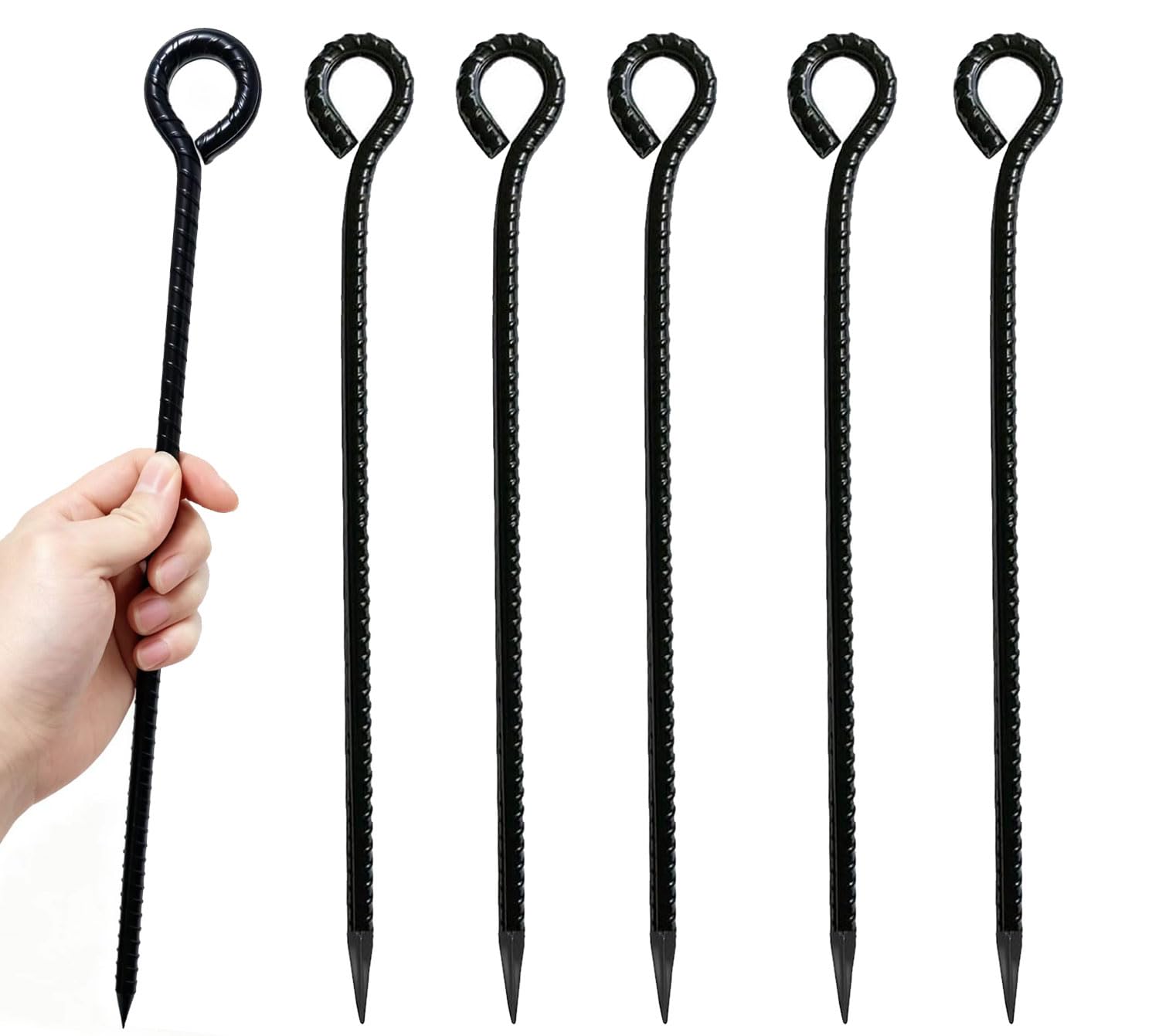 Photo 1 of 16 Inch Rebar Stakes,Metal Stake Ground,Ground Anchor,Heavy DutyTent Stakes,Baking Paint Metal Stakes,Tent Stakes,Ground Stakes ?0.5 Inch Diamete (6 Pack) ? Outdoor Travel
