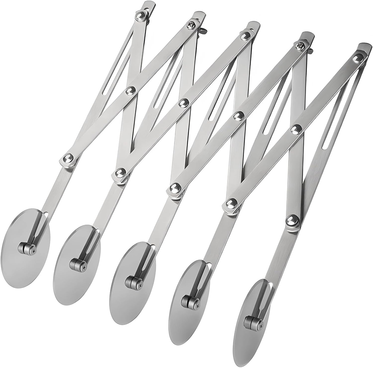 Dough Slicer Multi-Purpose, Professional Baking, Cookie, Pie Crust, Pasta, Pizza, Handle with 9.6 Inches Expandable Stainless Steel Pastry Divider, Professional Five-Wheel Pizza Cutter Roller