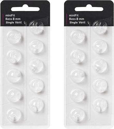 Cúpulas para audífonos Oticon MiniFit Cúpulas para bajos de ventilación única 2 paquetes (0.315 in), cúpulas universales para suministros de