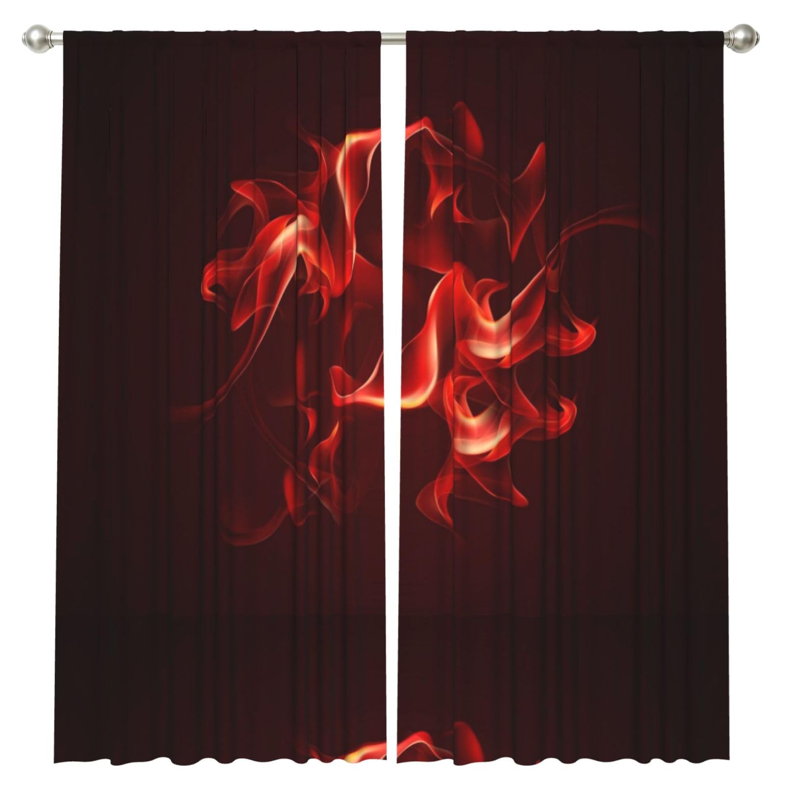 InOmak Red Flame, 2 Panels Window Curtains 52 x 84 Inch Blackout Curtains for Living Room Bedroom