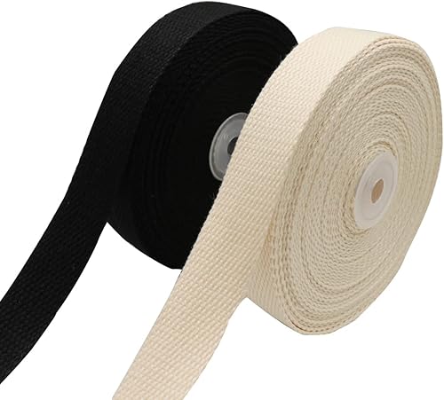 Correas de algodón pesado de 1 pulgada de ancho, 2 rollos20 yardas de correas para asas de bolsa, correa de bolsa, correa de bolsa, cinturón de
