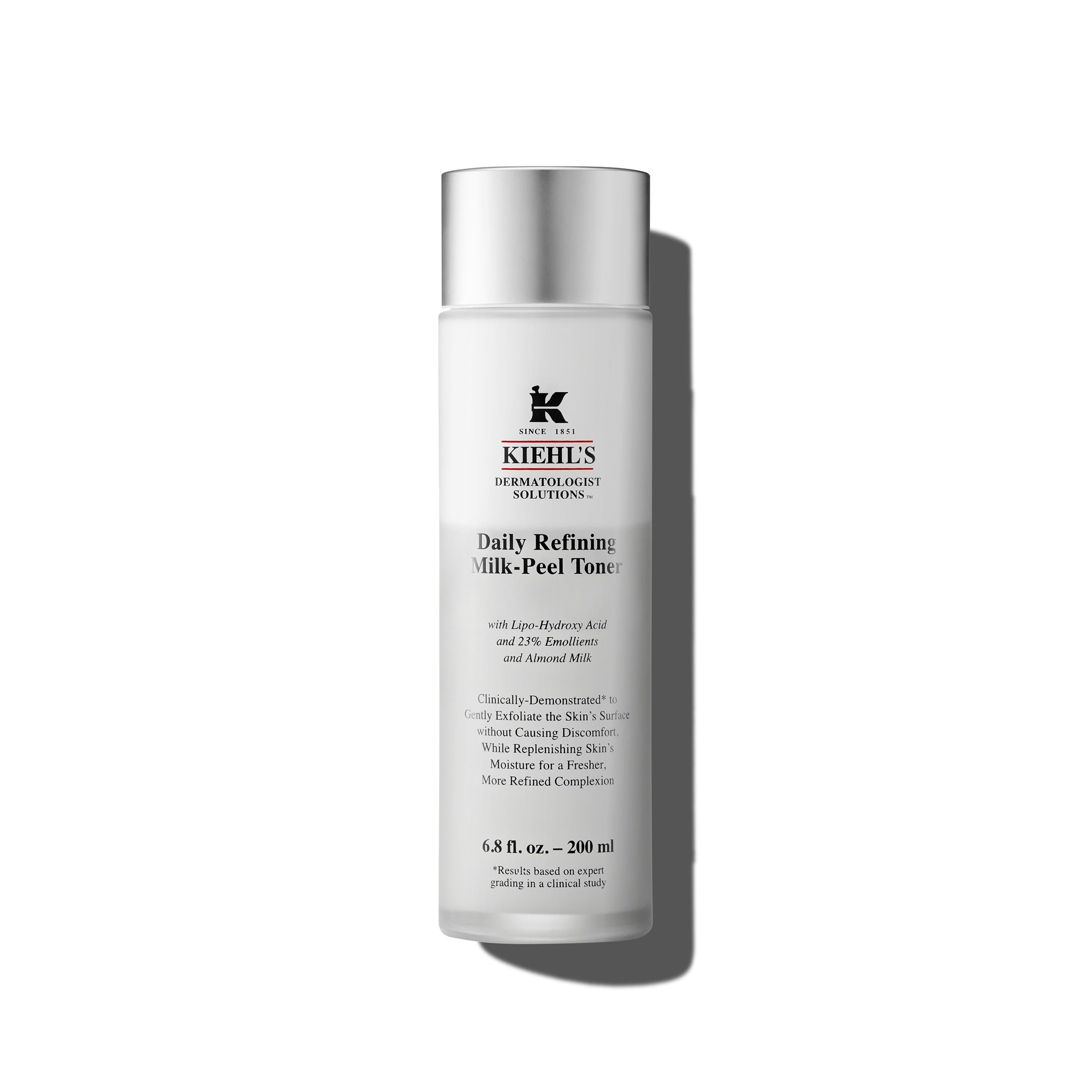KIEHL'S Daily Refining Milk-Peel Toner, 200 ml, sanfter, leicht exfolierender Toner mit Lipo-Hydroxyl-Säure zur Verfeinerung und Regeneration der Haut, Gesichtswasser, auch für empfindliche Haut
