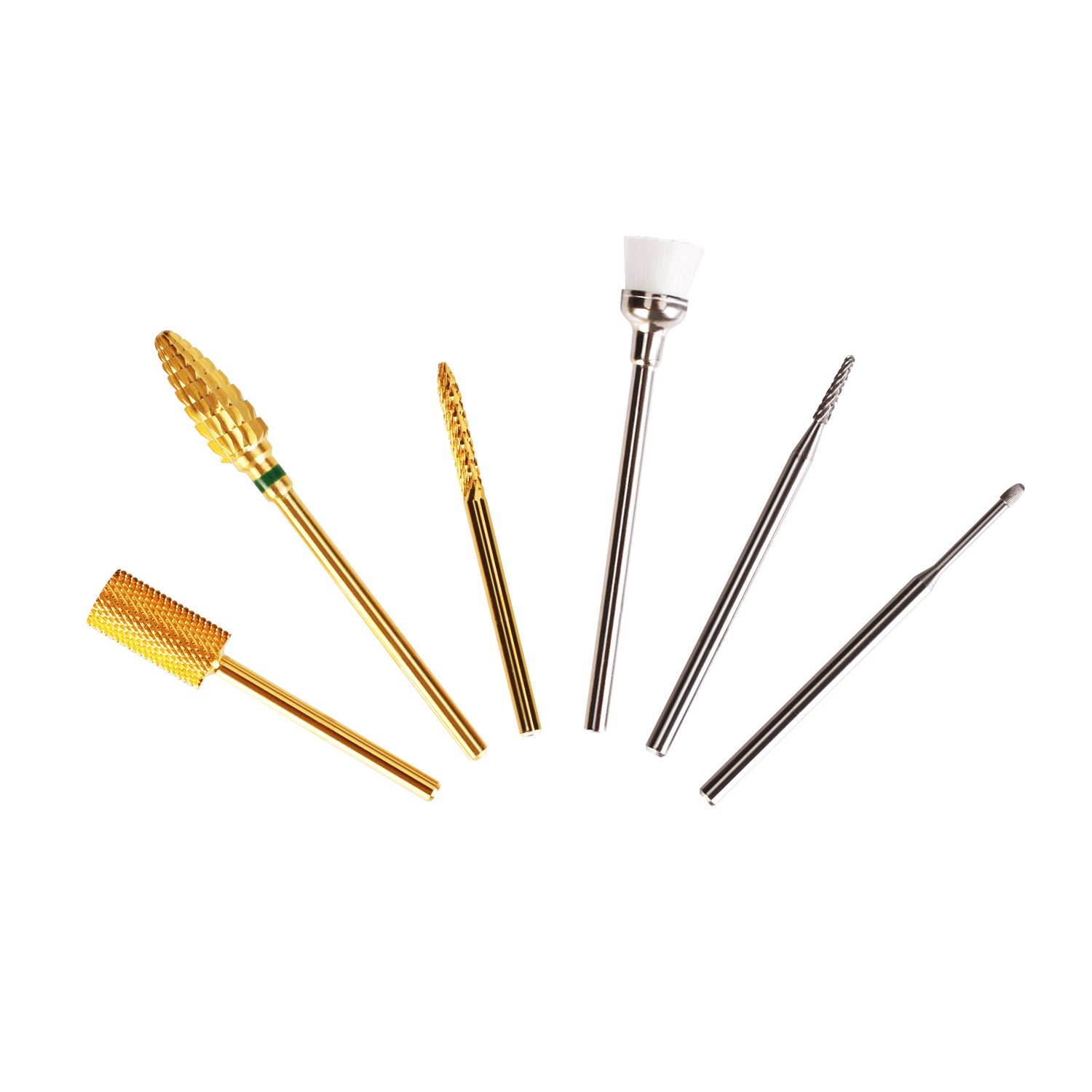 JCMASTER® 5 x frezarka do paznokci bity z twardego metalu 2,35 mm wraz z 1 x szczotką bit do manicure/pedicure, profesjonalny zestaw do szlifowania paznokci z uchwytem