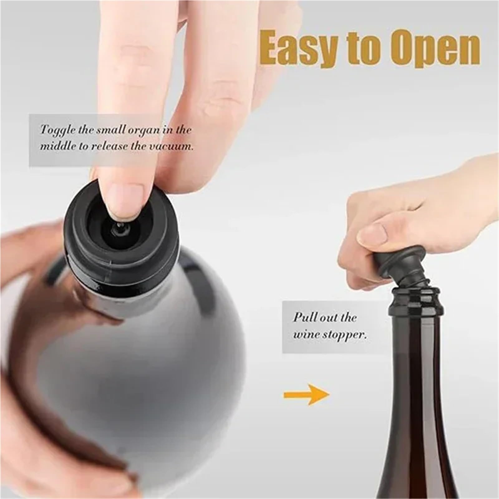Wine Stopper - Juego de 4 tapones de acero inoxidable para el hogar, bomba de vacío para vino tinto