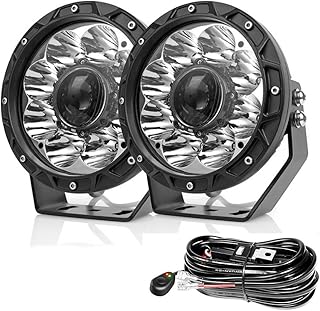 5 Inch Round Driving Light, LED Offroad Motorcycle Fog Lights, 50W 5000LM Spot Beam LED Driving Light with Wiring Harness ...