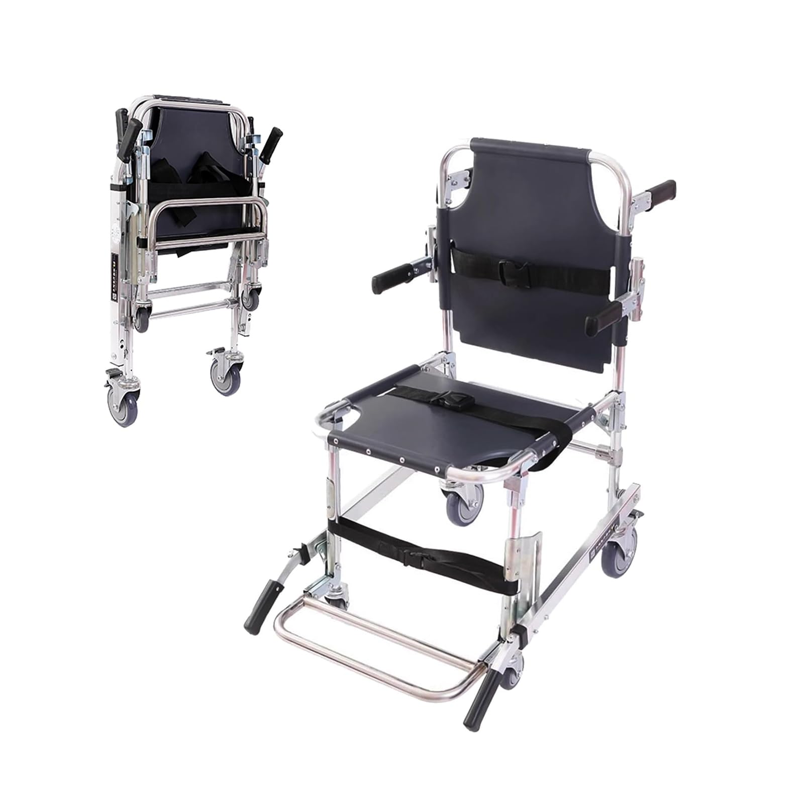 4 Ruedas EMS Silla de Escalera Silla para Escaleras Silla de Ambulancia de Emergencia Plegable Capacidad de Carga 159kg evacuación de Emergencia con Hebillas de Liberación Rápida