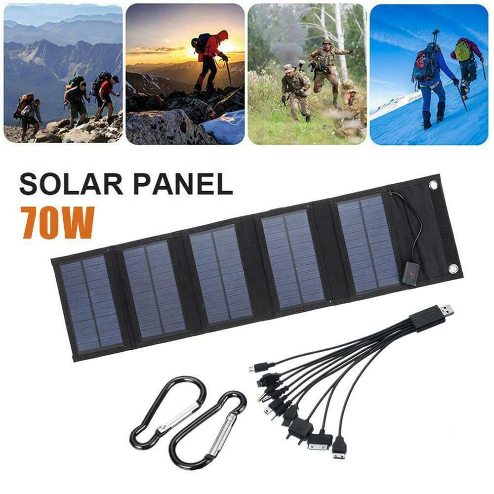 niuqi 70W Pliable USB Panneau Solaire Cellules Solaire Portable Pliable Étanche Panneau Solaire Chargeur pour Téléphone Portable Randonnée