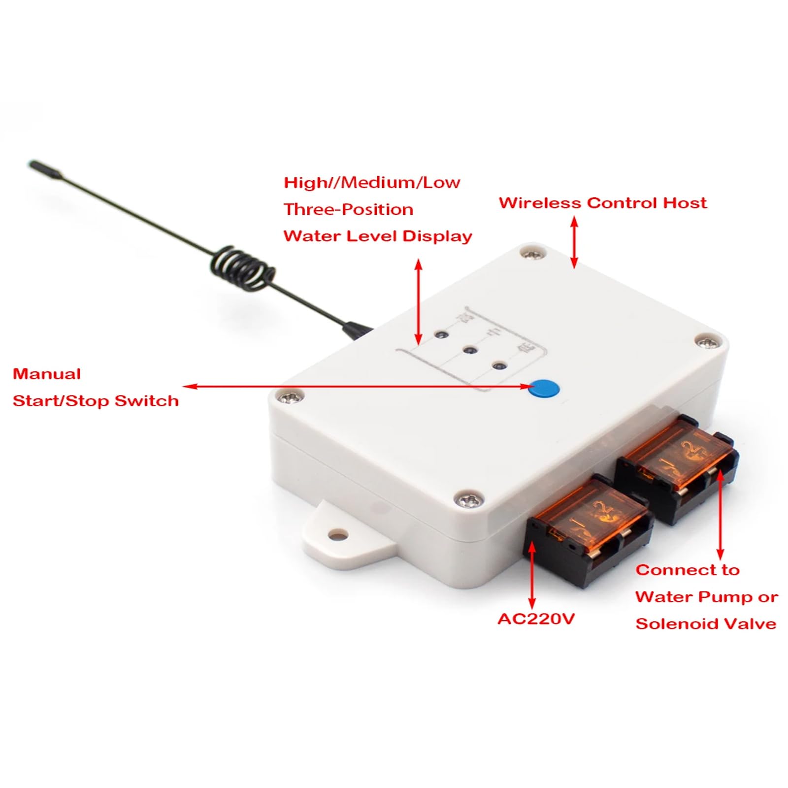 Toplionace Contrôleur de Niveau électronique Automatique Sans Fil, Télécommande Maison Tour D'eau Piscine Boule Flotteur Pompe à Eau Interrupteur Intelligent