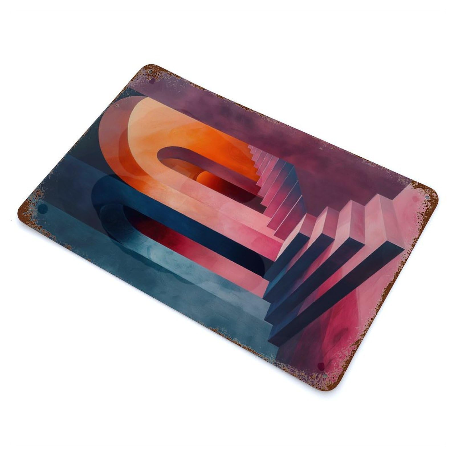 Abstract Interior Rustic Tin Plaque 11.8"x7.9", for Shed, Workshop And Garage Wall Decor, Farmhouse Wall Decor