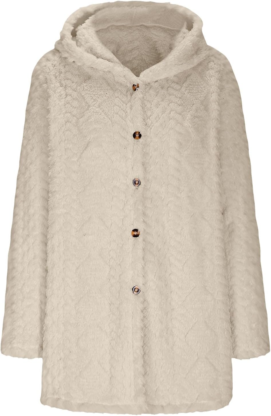 Womens Sweaters Knit Open Front Button Down Sweater Trendy Chunky Winter Warm Hooded Cardigan Outerwear Coats - Image 6