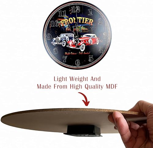 Miniatura 4 de Reloj de pared redondo con temática de garaje de 13 pulgadas, decoración para amantes de los automóviles, coleccionistas de automóviles (autos