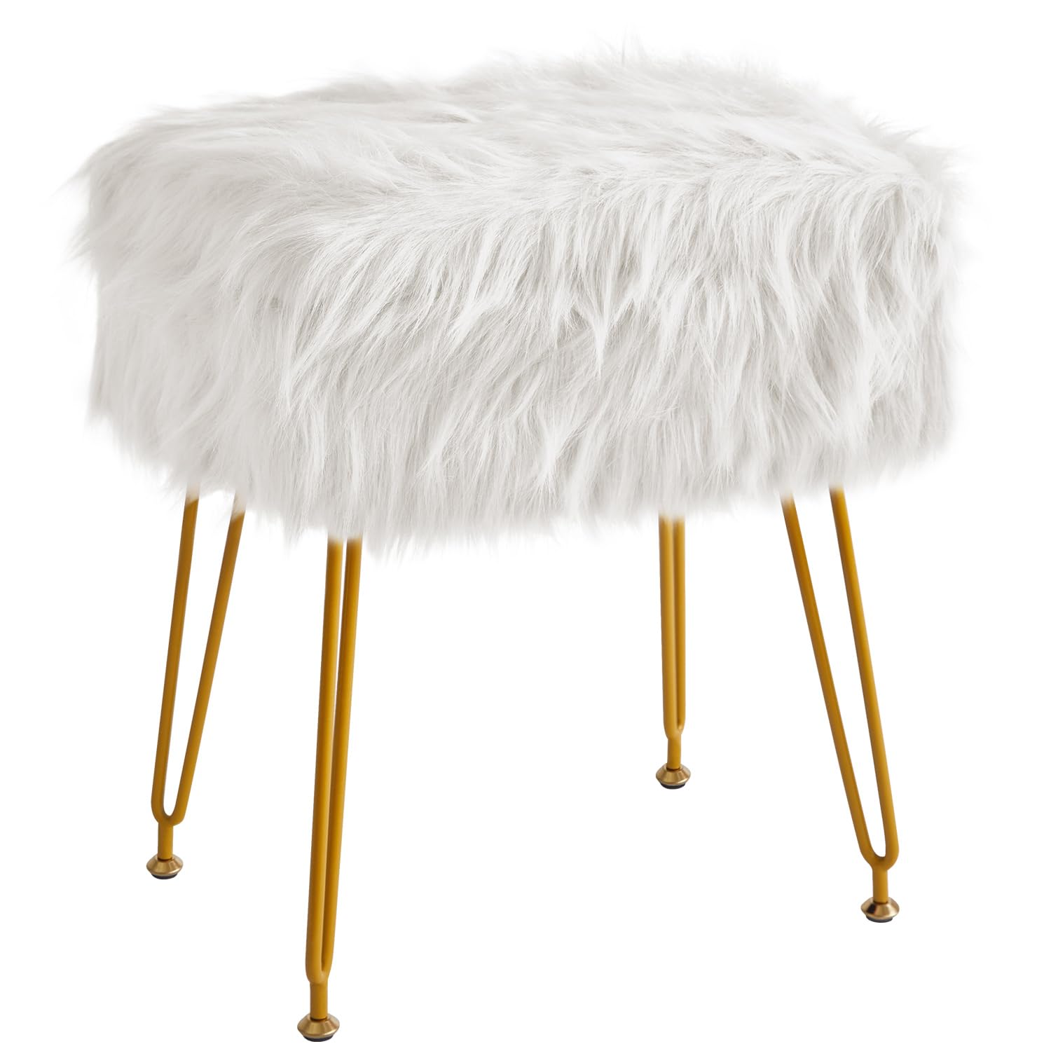 IBUYKE Tabouret Fausse Fourrure vanité avec Stockage, Blanc WBD022W