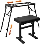 STRICH Porte-clés pour piano & Banc, porte-piano numérique portable de série Z pour pianos électriques à clés 54-88 & Banc pour piano réglable en style X, chaise, SKT-02S&SPB-M10