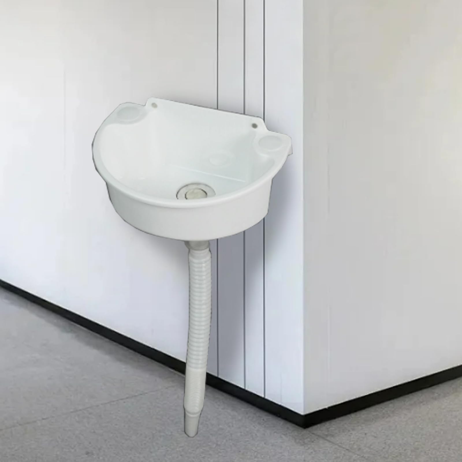 Lavello bagno piccolo, lavabo in plastica, mini lavabo con tubo di scarico in acciaio inox, progettato appositamente per piccole dimensioni, pratico lavabo[bianco]