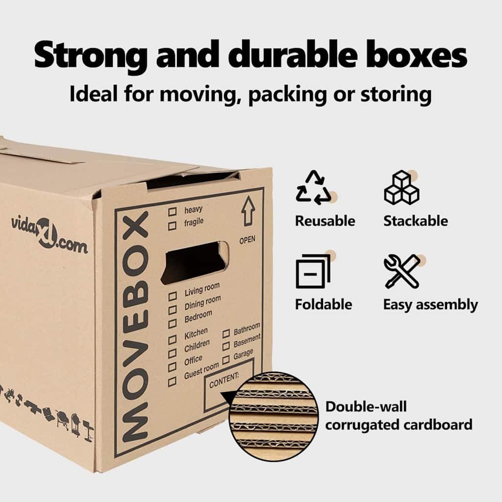 vidaXL Skrzynka przeprowadzka 20 szt. naturalny 59 x 31,5 x 31,5 cm | Solidny karton, który da radę, Można je schować na płasko, idealne do transportu, Dużo miejsca na wszystko, co potrzebne