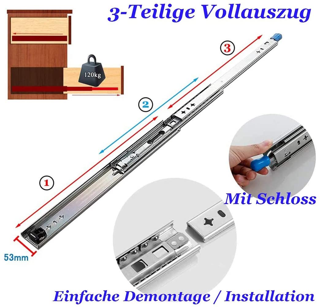 Prowadnice do szuflad Wytrzymałe prowadnice do szu Prowadnice do szuflad Heavy Duty 250 400 500 600 mm Prowadnice do szuflad z pełnym wysuwem na łożyskach kulkowych Prowadnica do szuflad Heavy Duty mo