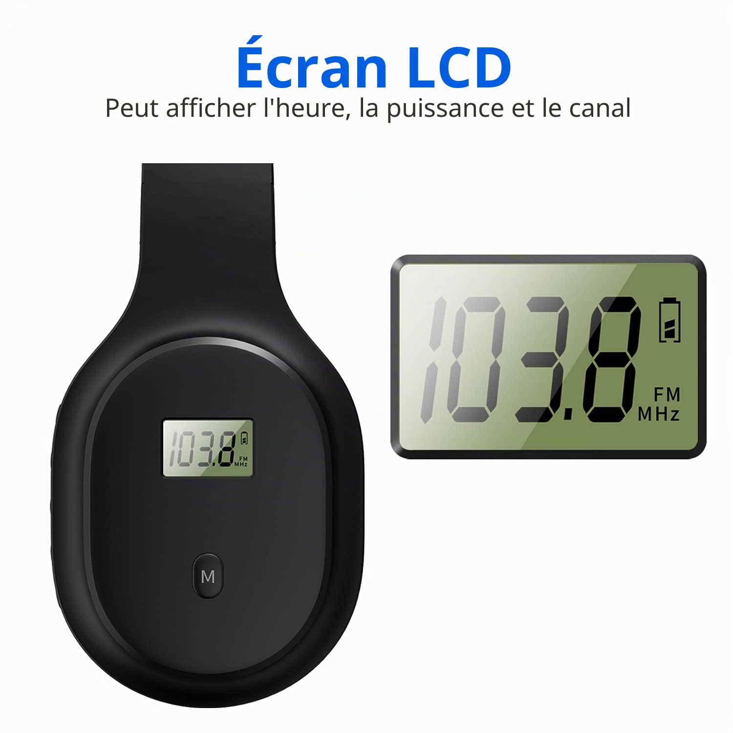 Casque sans fil avec radio FM et Bluetooth 5.0, casque portable rechargeable avec microphone intégré, cache-oreilles léger et confortable pour jogging, tonte, cyclisme, etc