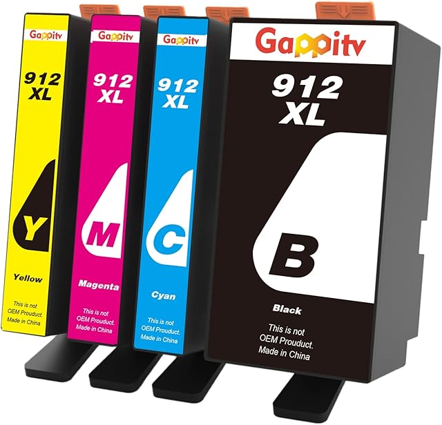 912XL Ink Cartridges 912 XL Cartridges Replacement for HP 912XL Ink Cartridges Multipack Compatible for HP OfficeJet Pro 8024 8022 8025 8020 OfficeJet 8010 8012 8015 8014 (Black/Cyan/Magenta/Yellow)