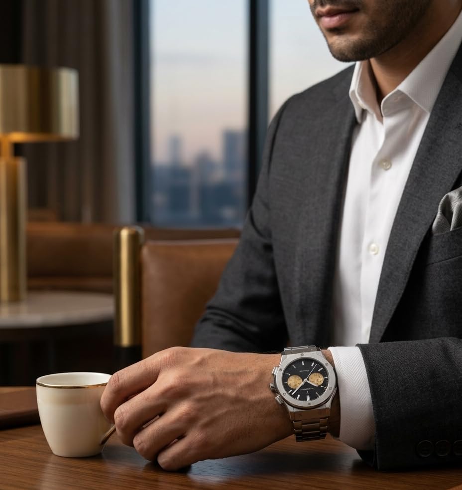 Image of Timetrack Chronograph Watch with Stainless Steel Bracelet