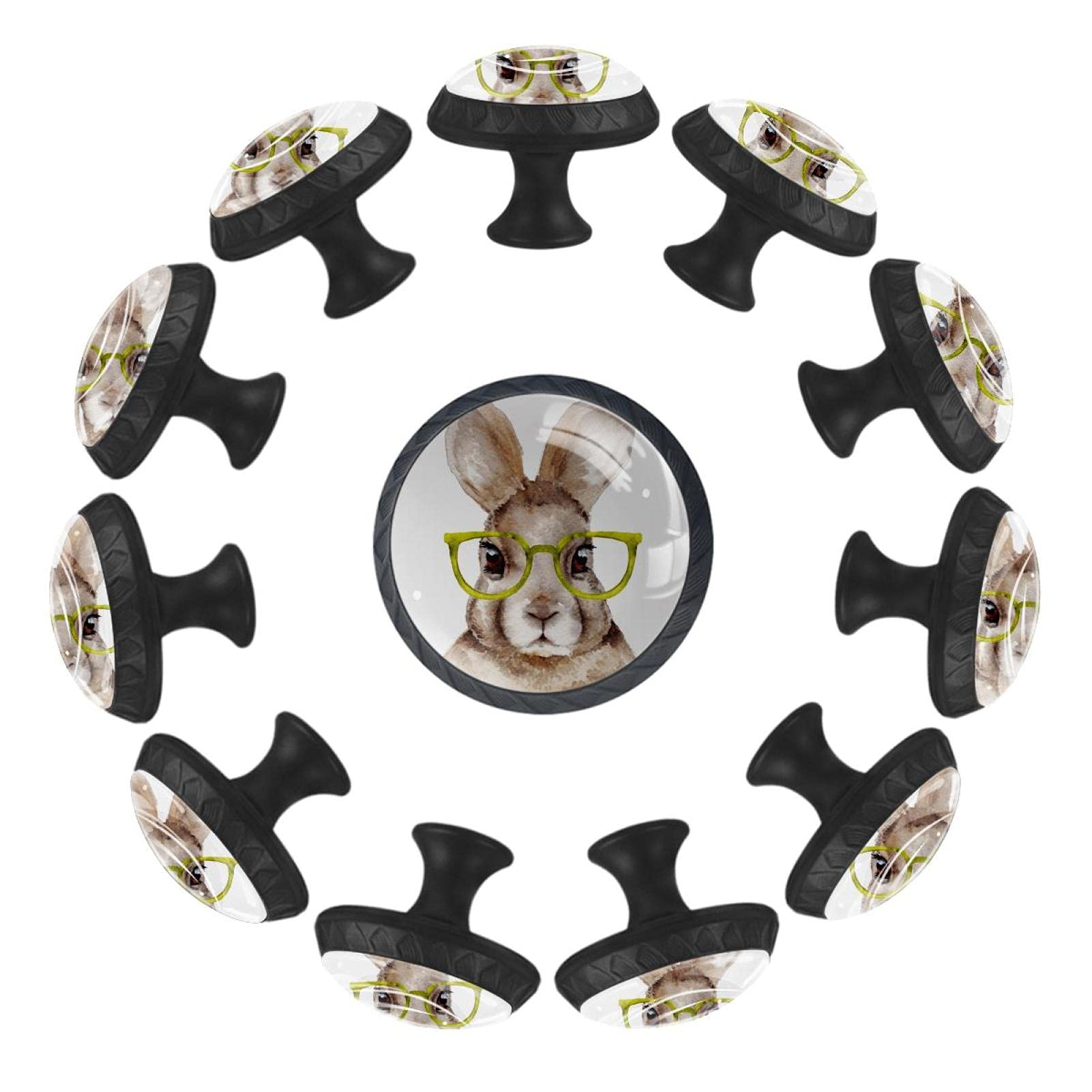 Boutons de tiroir lapin lot de 12 poignées rondes 35 mm déco pour commode enfant