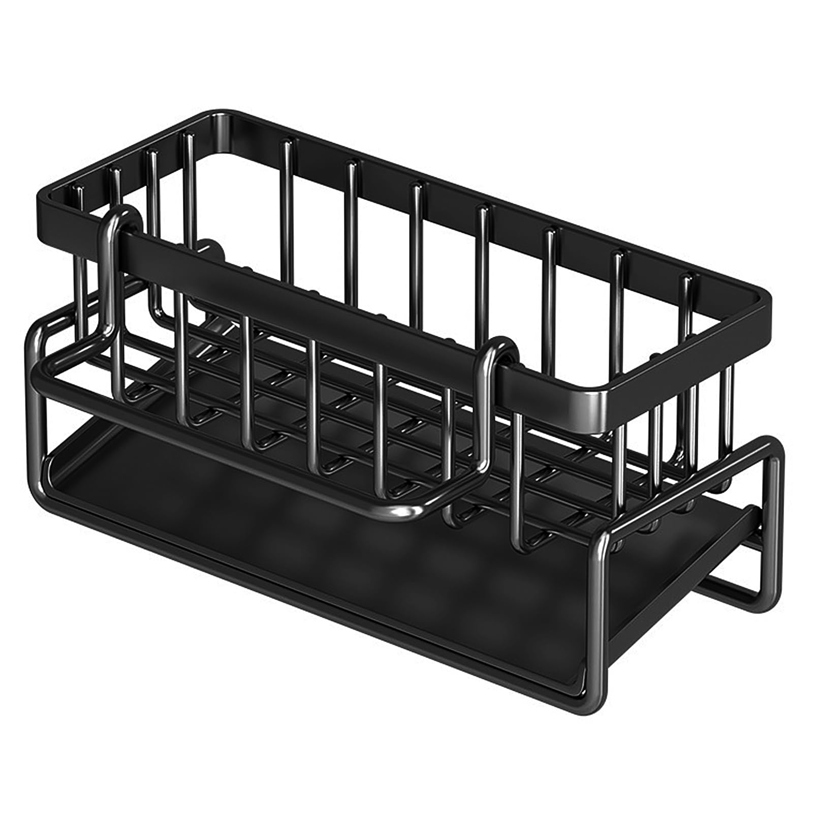 Kitchen Sink Caddy Organiser, Wall Mounted Sponge Holder Sink Caddy Organizer, Sink Caddy with Removable Drain Tray