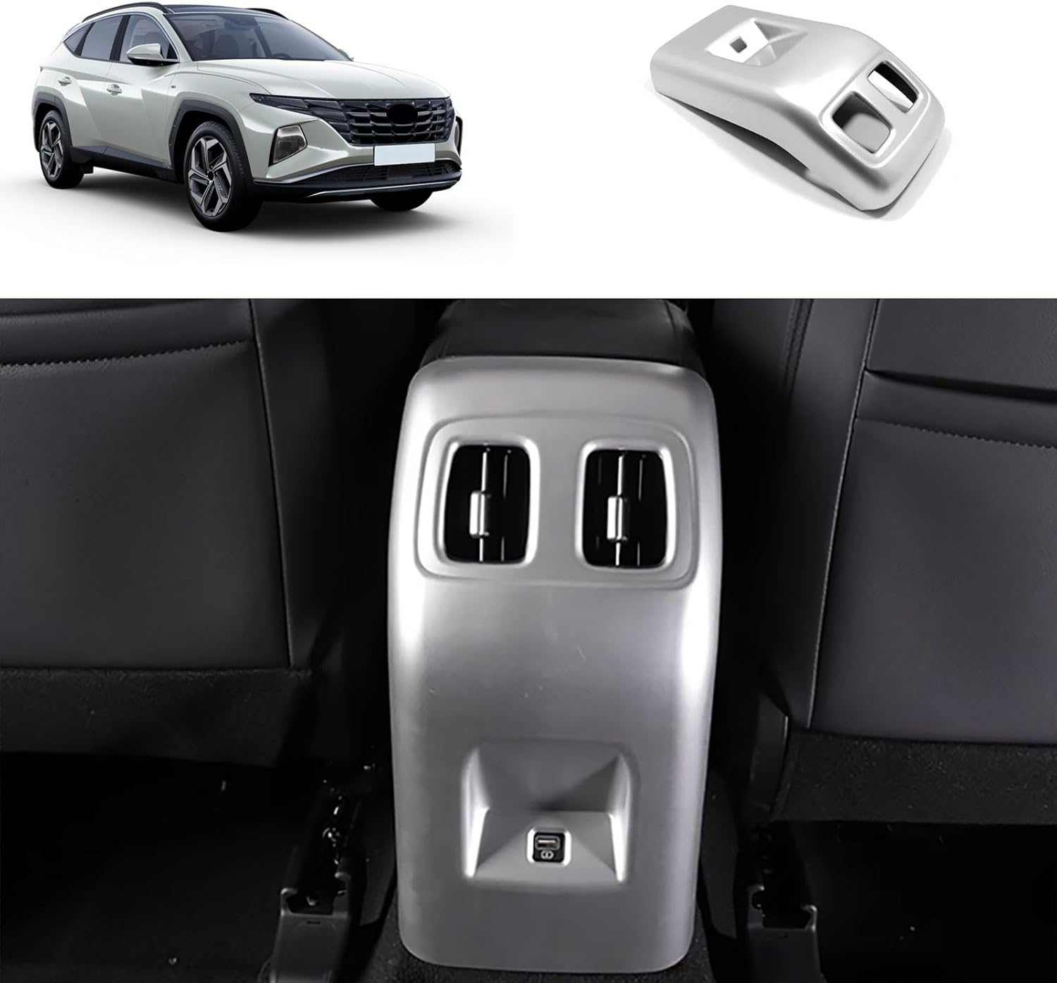 Rear Air Vent Panel Cover Compatible with Toyota Sienna 2021 2022 2023 Rear A/C USB Conditioner Outlet Vent Trim Interior Car Accessories ABS 1PCS(Matte Silver)