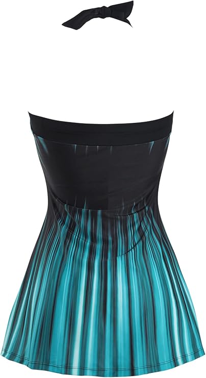 Women's Plus Size Swimsuit One Piece Swim Dress with Skirt Tummy Control Swimwear