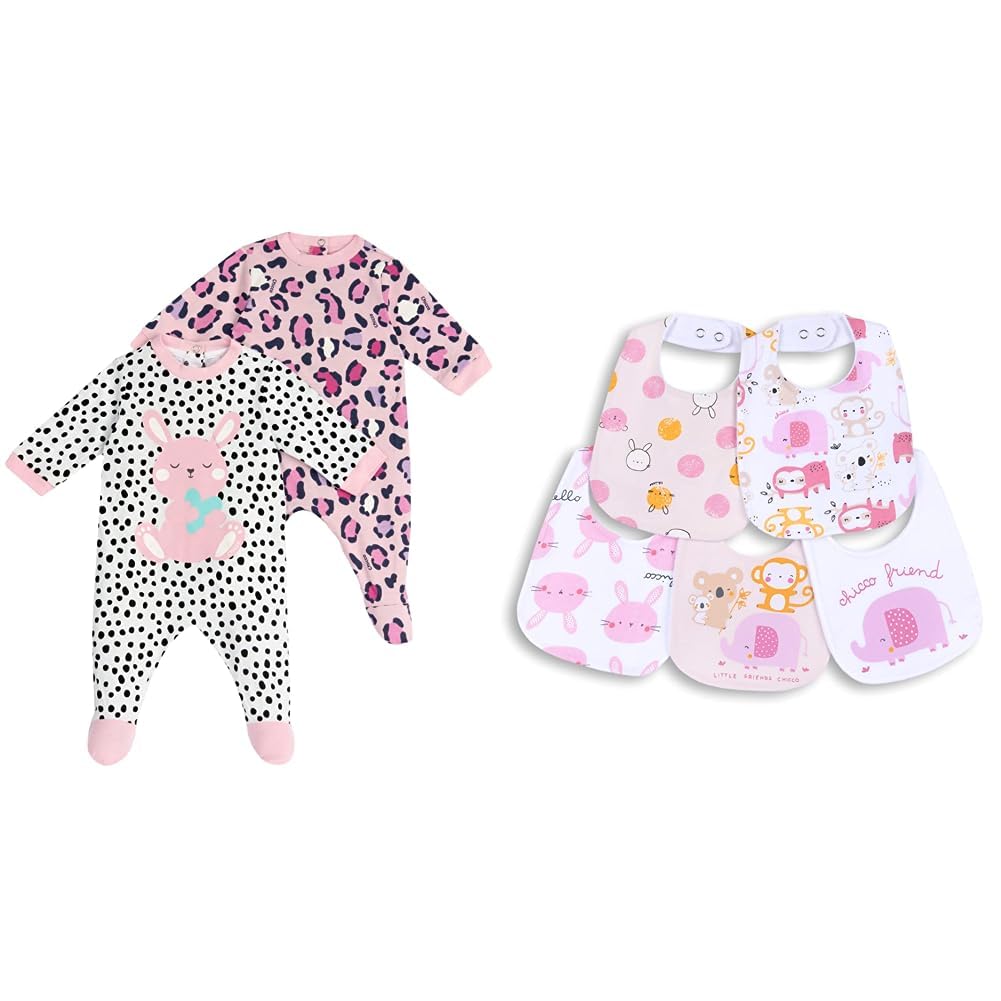 Combinaison Chicco bavoir coton rose ensemble de nuit et jour bébé