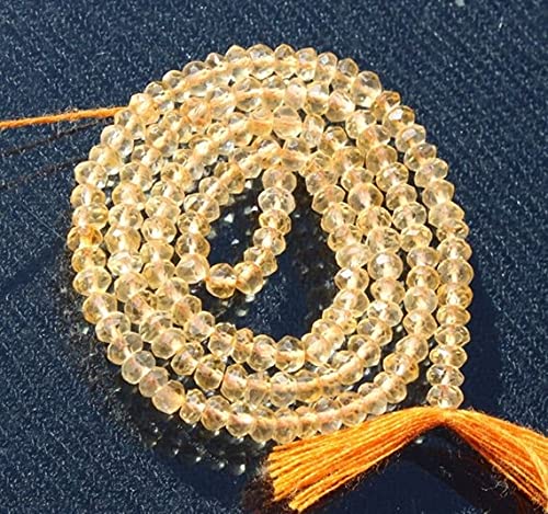 Perles rondelles facettées en citrine naturelle 3.5mm pour création LKBEADS 14 pouces