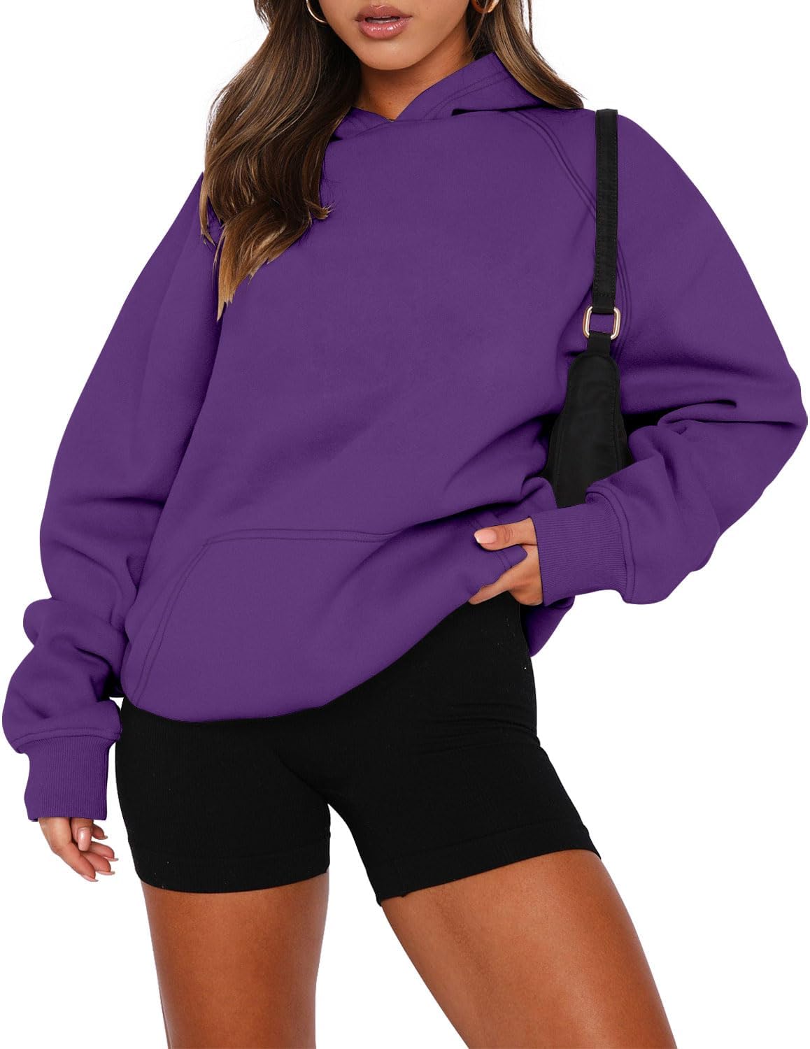 onlypuff Women Pullover Sweatshirt Long Sleeve Hoodies Kangaroo Pocket Fleece Basic Sweater - Image 2