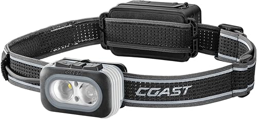 Coast RL20RB 1000 Lumen Tri-Color LED Rerchargeable Linterna con paquete de alimentación adicional incluido, haz de inundación y punto, control de