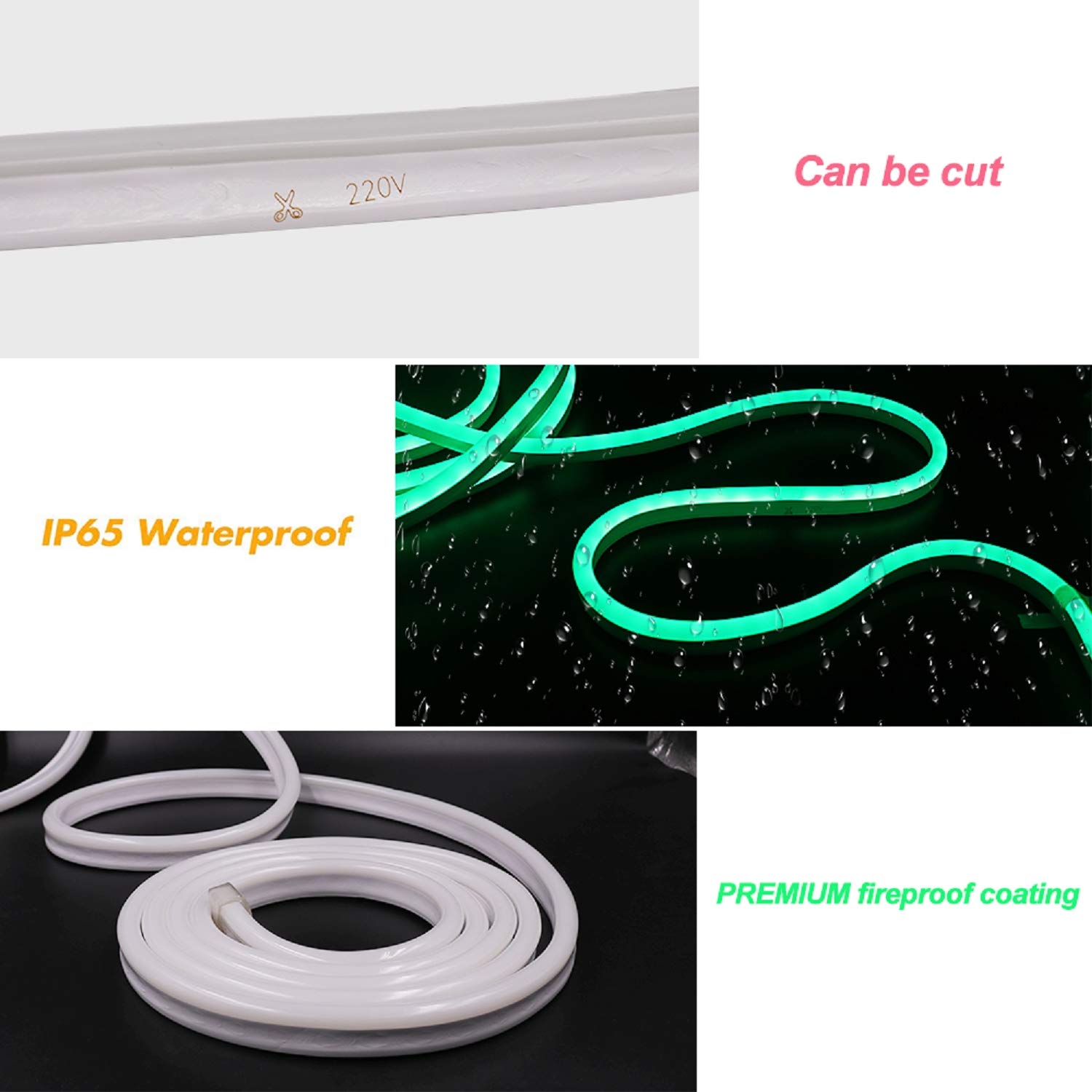 XUNATA Luce al neon WiFi RGB con telecomando, 220 V, impermeabile e flessibile, striscia LED, sincronizzazione musica, controllo app (100 m)