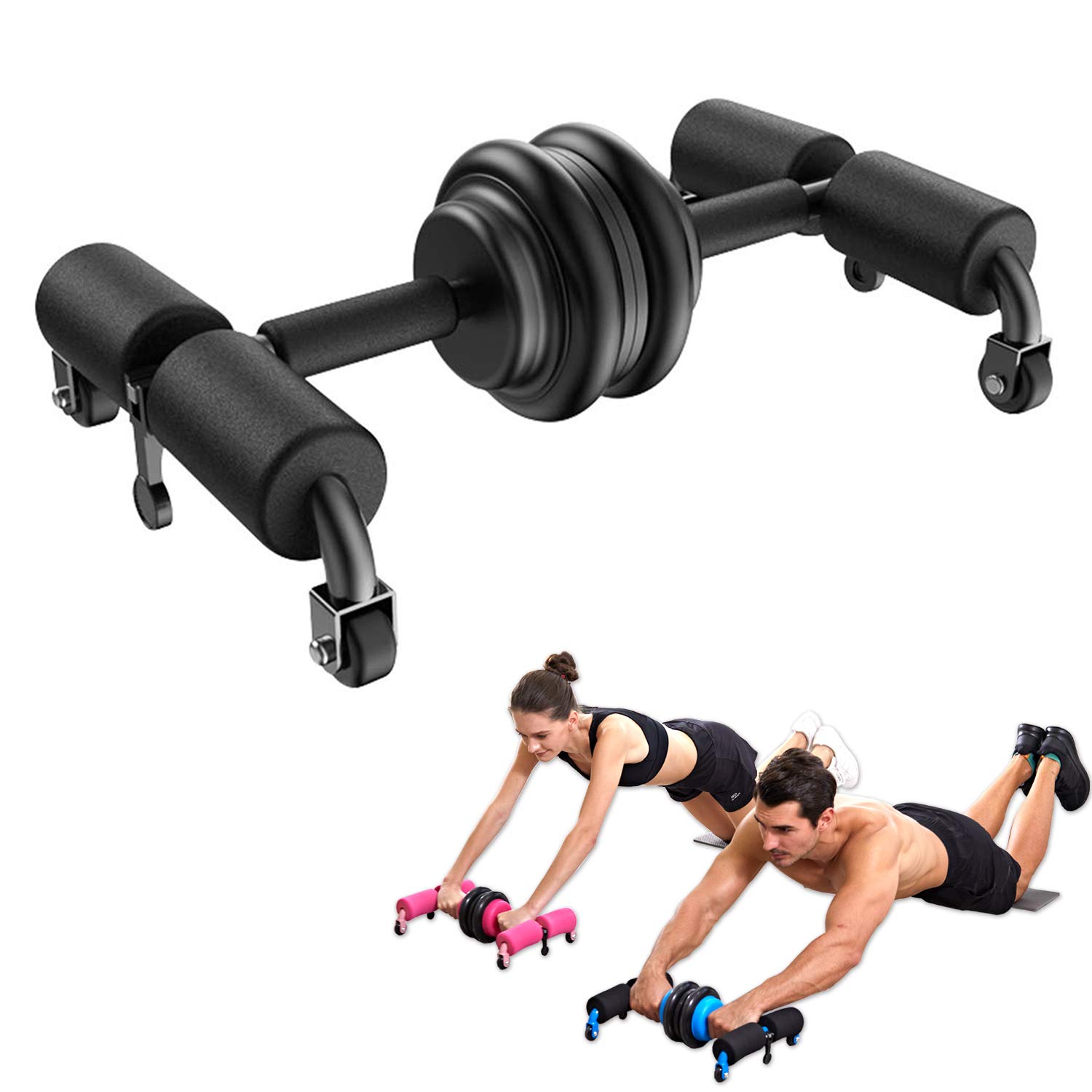 aoyi Ab Wheel Roller Kit with Knee Pad and Resistance Bands, Push up Bar Sit up Assistant Exercise E