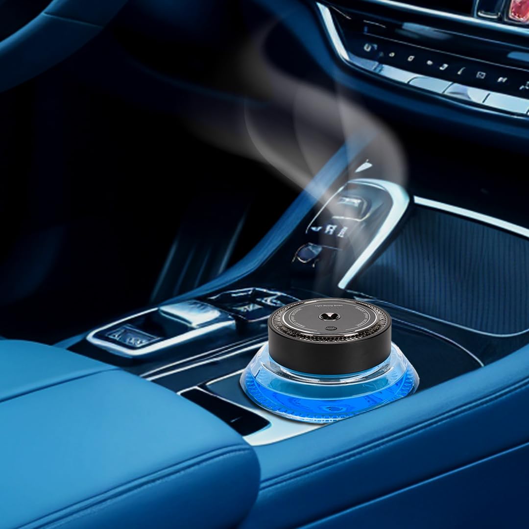 Désodorisant Voiture Zephyr, diffuseur de voiture, 50 ml Parfum Naturel, Durée 3-6 Mois, Lumière Ambiante, Concentration Réglable, Marche/Arrêt Automatique, Batterie Intégrée, Car Air Freshener