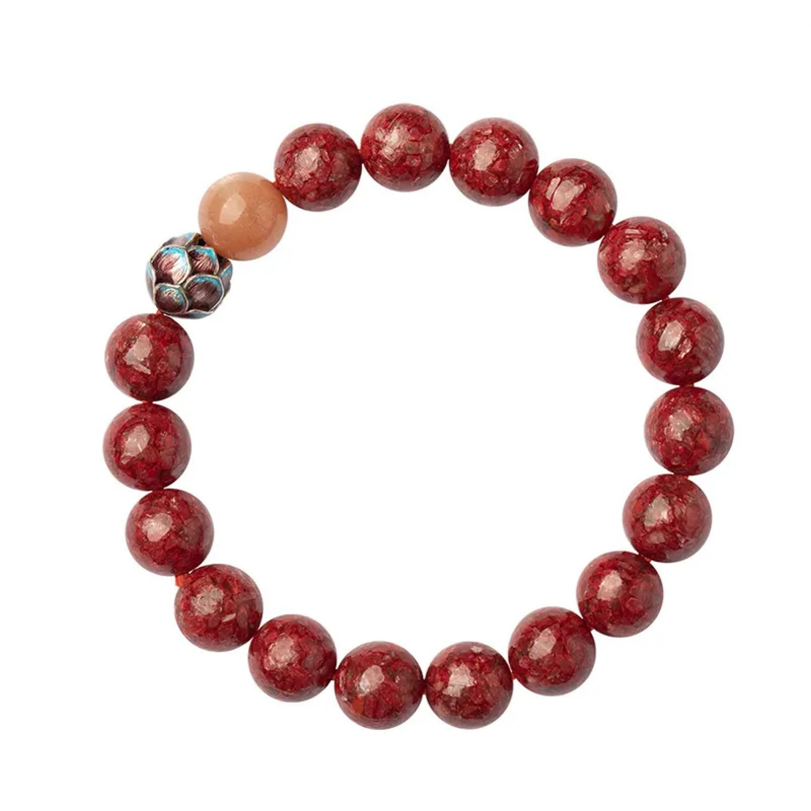 YEKIM Braccialetto di perline Lotus Vermilion Bracciale da donna Bracciale da uomo Coppia Bracciale