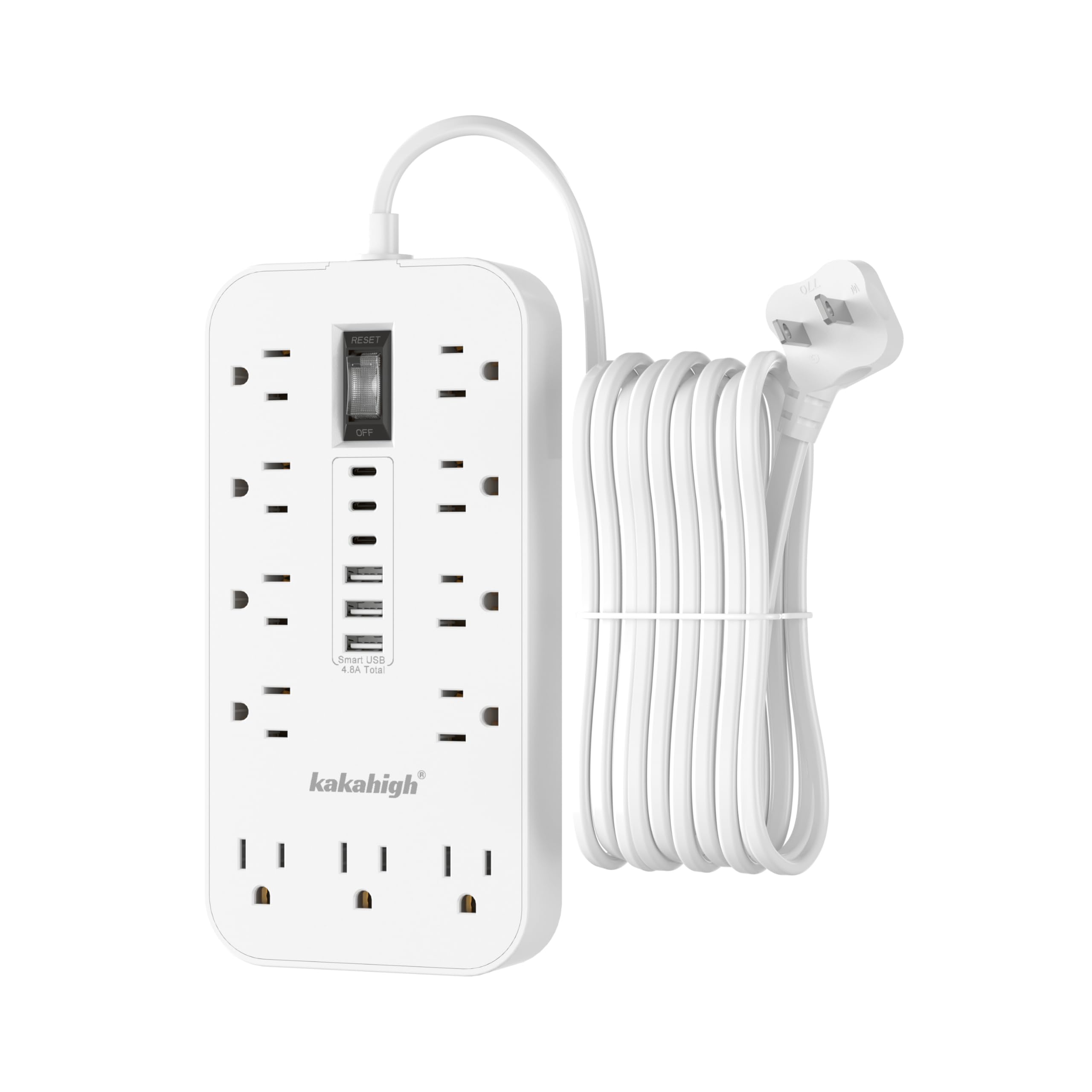 2 Prong Extension Cord with Multiple Outlets - 10 FT kakahigh