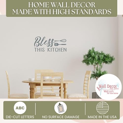 Miniatura 5 de Bless This Kitchen Quote Decals for Wall - Die-Cut Vinyl Wall Art - Inspirational Decals for Kitchen & Dining Room - Matte Vinyl Wall Decal Sayings