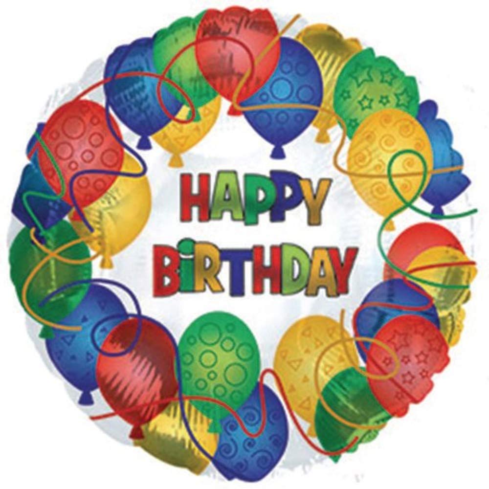 CTI Industries Corp Happy Birthday Pattern Mylar Balloons, 17" (Pack of 10)
