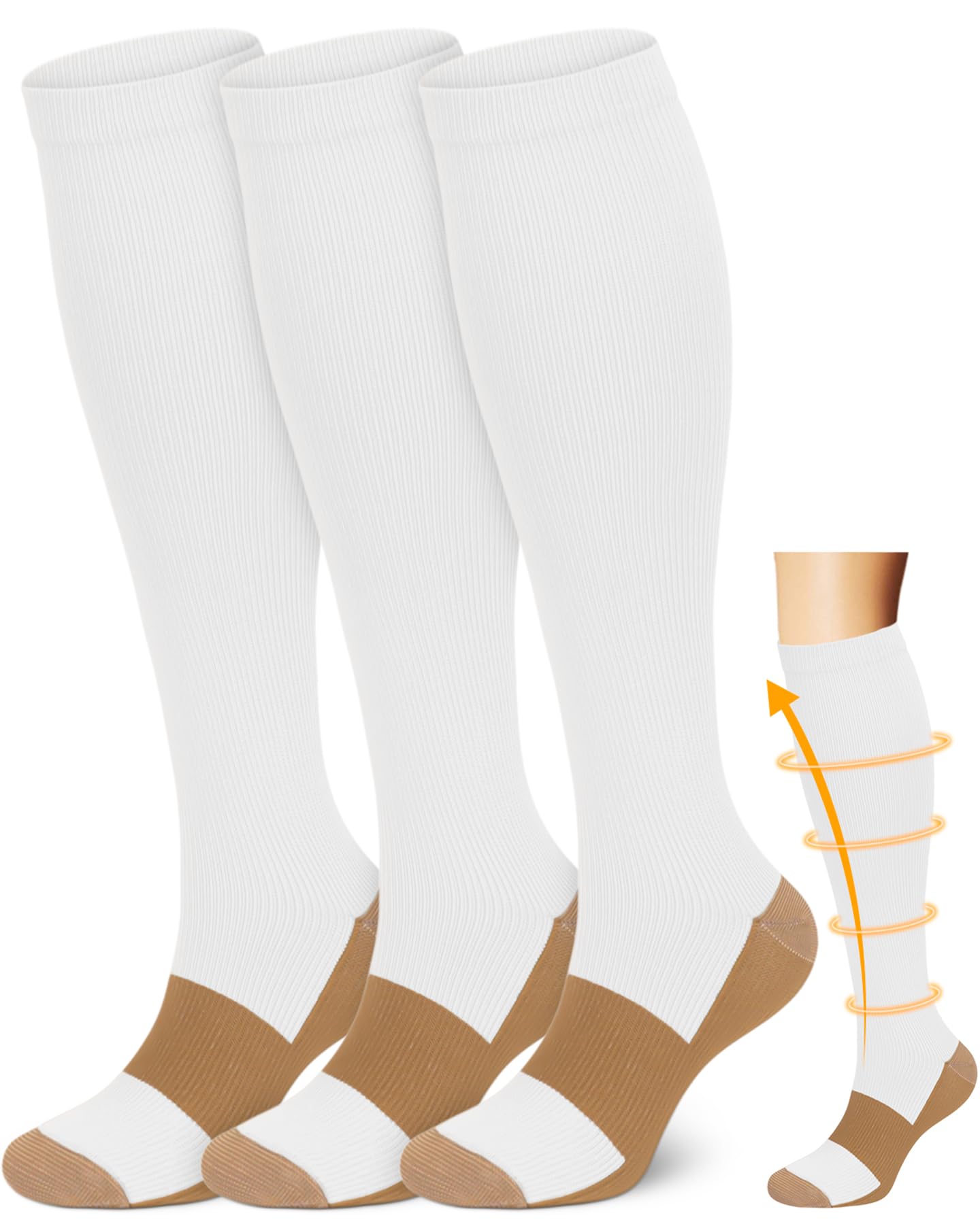 8 Pairs Copper Compression Socks Women Men Graduated Circulation 15-20mmHg - Best for Running Athletic Cycling