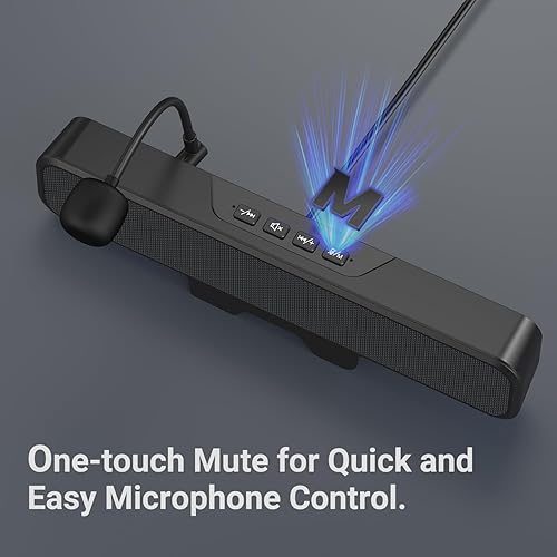 Vista 7 de INGA Altavoces de computadora con micrófono desmontable, altavoces de escritorio Plug and Play, micrófono de silencio de un solo toque, estéreo