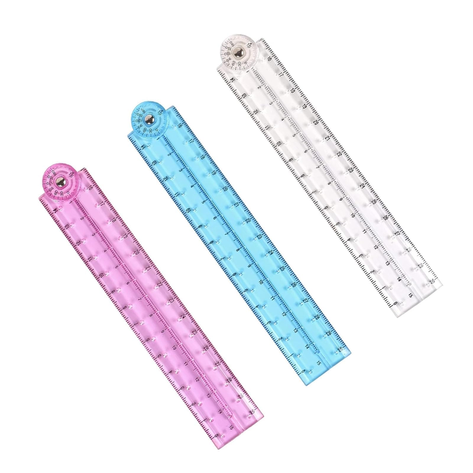 3 Pcs Foldable Rulers, 30cm Clear Folding Rulers for Student & Office Use, Durable Transparent Straight Ruler, Bendy Geometric Plastic Ruler for Crafts & Drawing