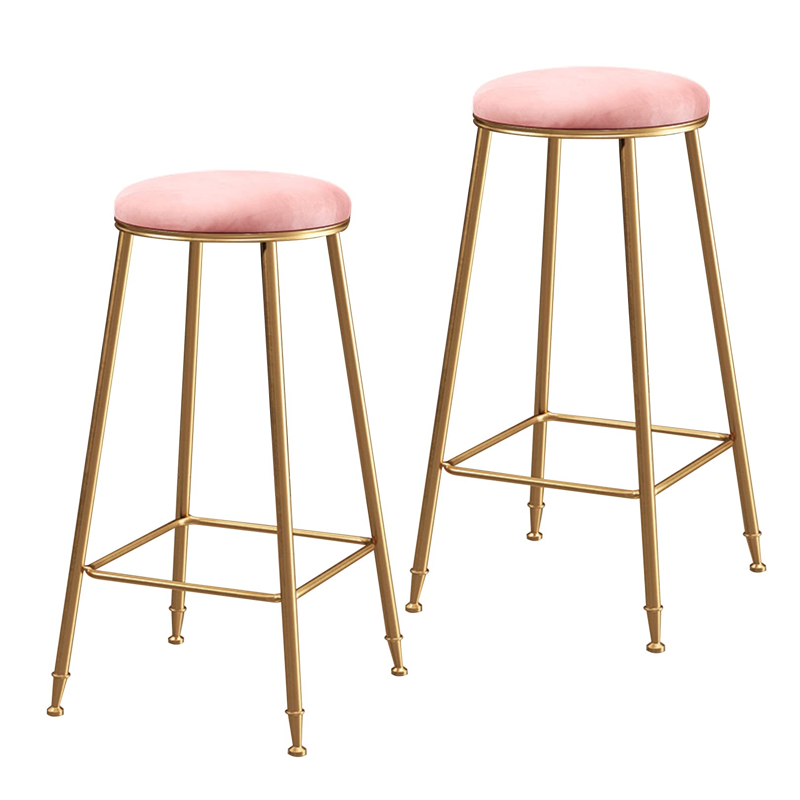 Tabourets de bar empilables en velours rose pour îlot de cuisine chaleureux