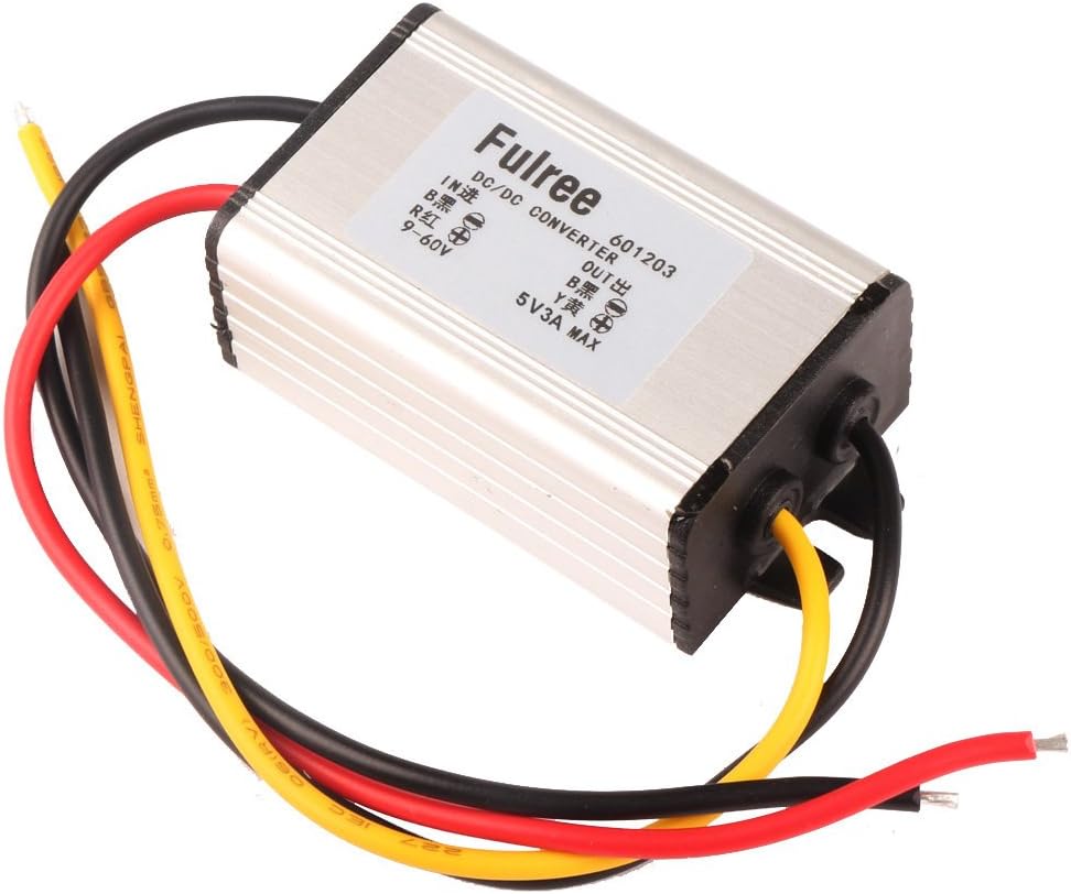 DROK DC-DC Buck Converter 9-60V 24V/36V/48V to 5V 3A Volt Regulator Synchronous Step-Down Power Transformer with Aluminum Shell for Auto Electromobile Automotive Vehicle