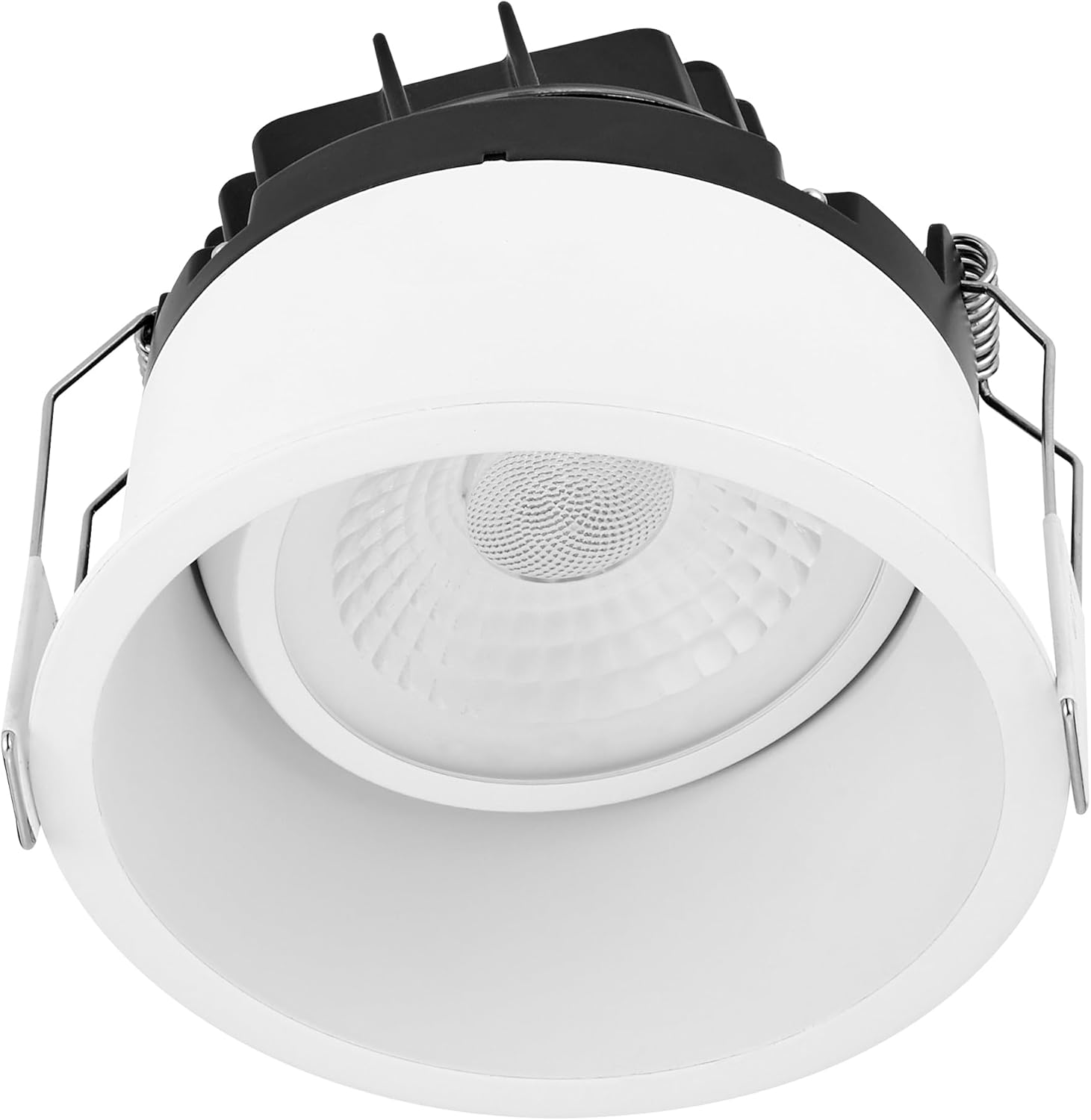 Maxxima 4" 5 CCT Adjustable Slim Recessed LED Regressed Eyeball Gimbal Downlight 1100 Lumens Color Select 2700K/3000K/3500K/4000K/5000K, 360° Rotation 30° Tilt Dimmable Canless IC Rated, White Trim