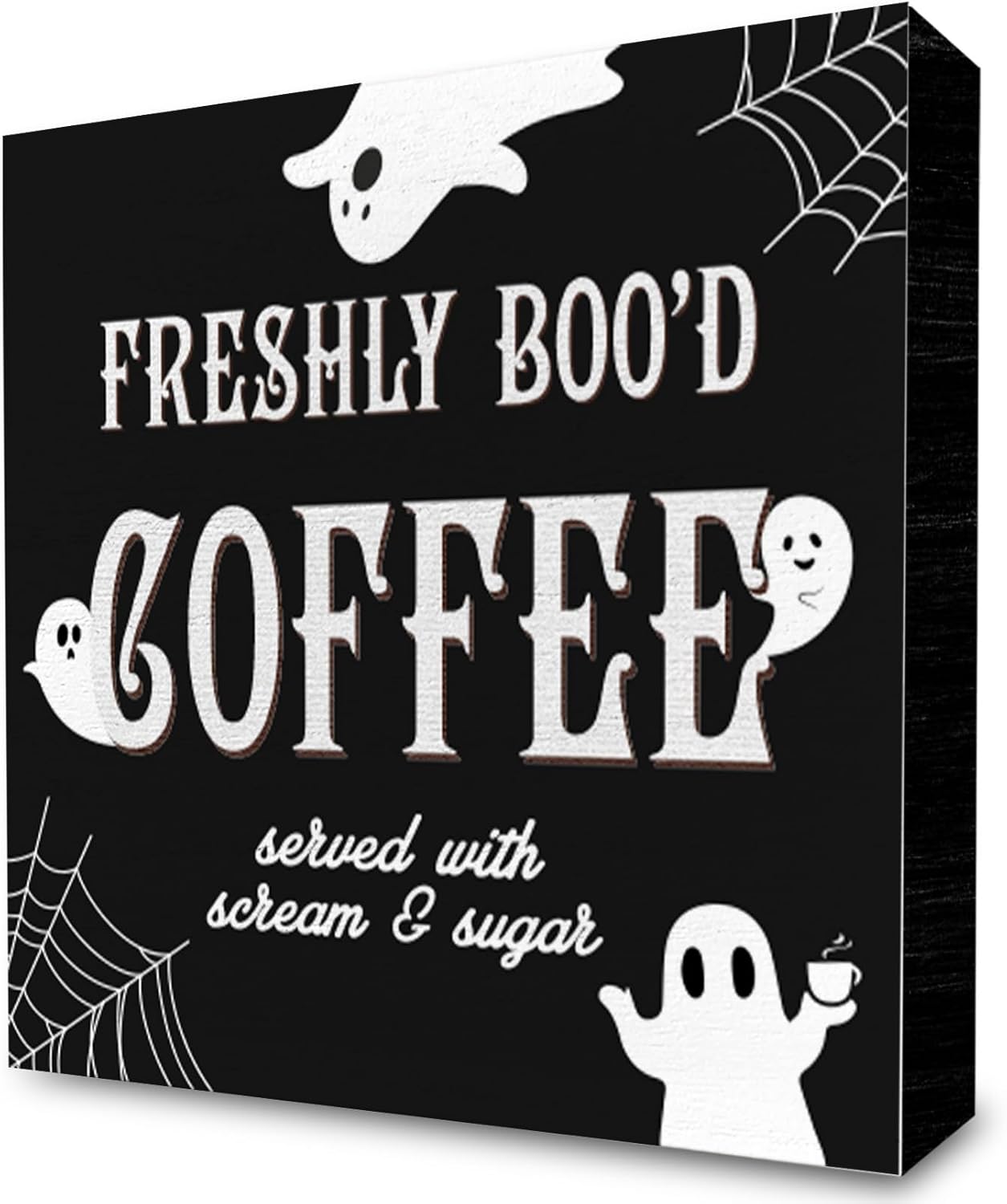 Amazon.com: Freshly Boo'd Coffee Wooden Sign, Funny Gothic Wooden Sign ...